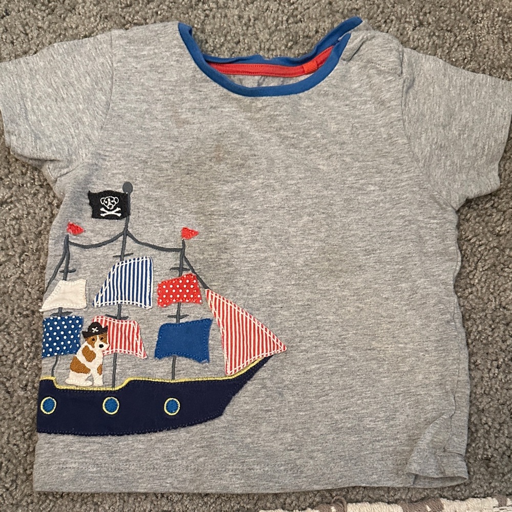 Mini Boden Gray Pirate Ship T-Shirt